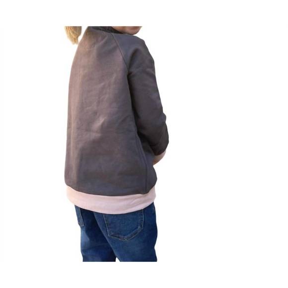 NEW AMPERSAND AVE kid’s side zip pullover in charcoal & dusty mauve - Picture 2 of 3